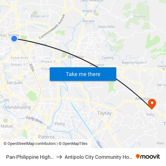 Pan-Philippine Highway, 978 to Antipolo City Community Hospital Annex map