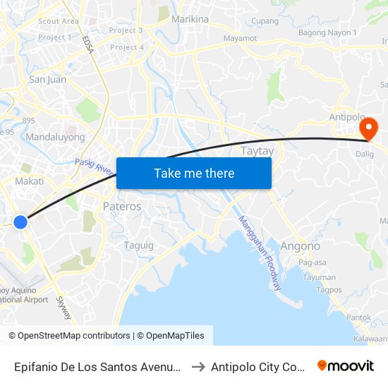 Epifanio De Los Santos Avenue / Skyway , Lungsod Ng Makati, Manila to Antipolo City Community Hospital Annex map