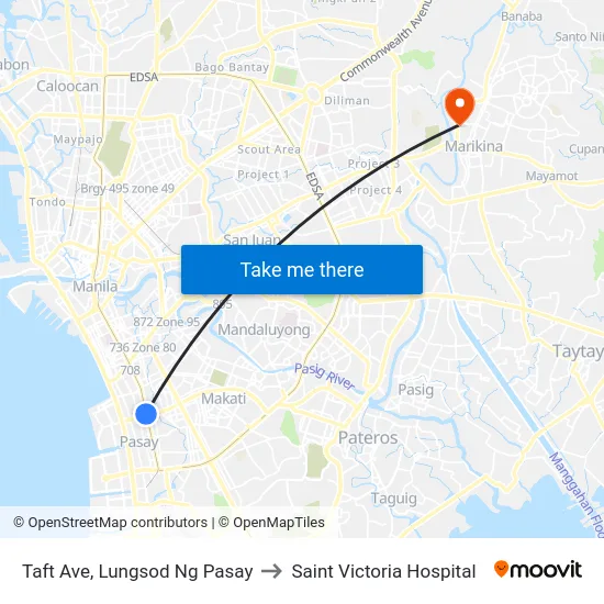 Taft Ave, Lungsod Ng Pasay to Saint Victoria Hospital map