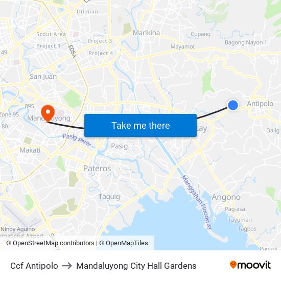 Ccf Antipolo to Mandaluyong City Hall Gardens map