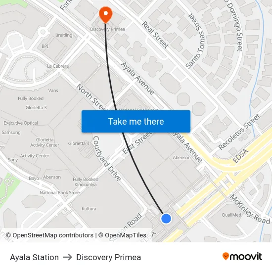 Ayala Station to Discovery Primea map