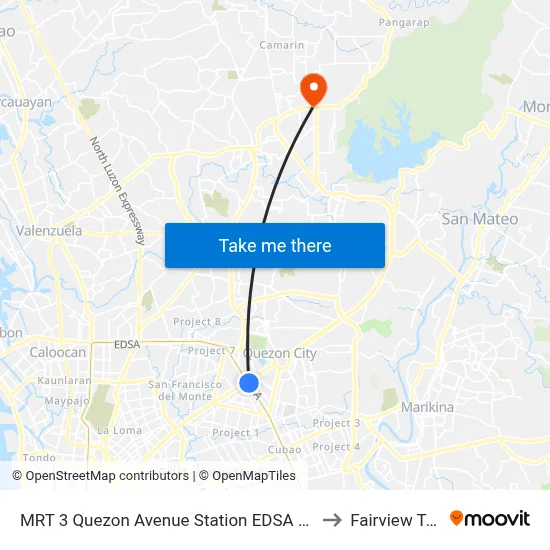 MRT 3 Quezon Avenue Station EDSA Quezon City Manila to Fairview Terraces map