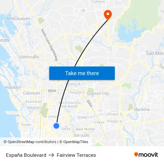 España Boulevard to Fairview Terraces map