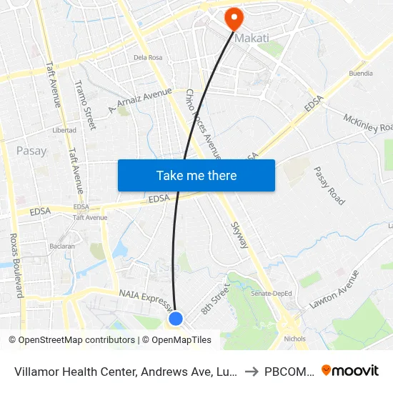 Villamor Health Center, Andrews Ave, Lungsod ng Pasay, Manila to PBCOM Tower map