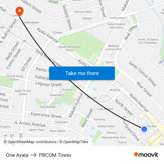One Ayala to PBCOM Tower map