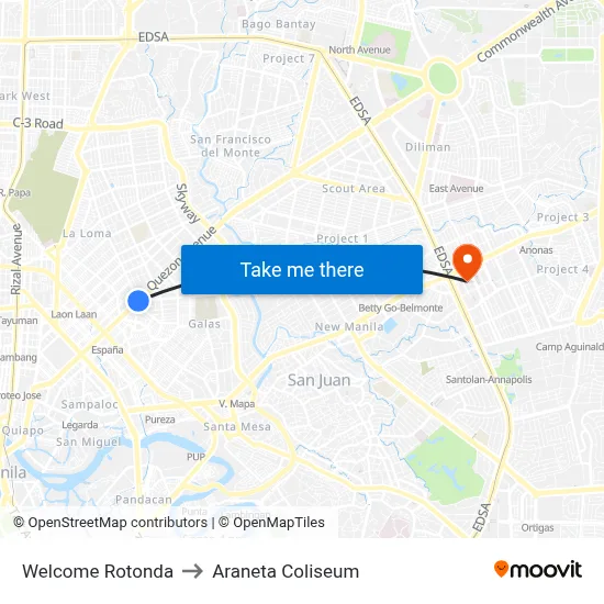 Welcome Rotonda to Araneta Coliseum map