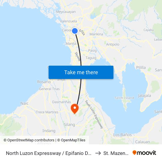 North Luzon Expressway / Epifanio De Los Santos Avenue Intersection, Caloocan City to St. Mazenod Hospital, Inc. map