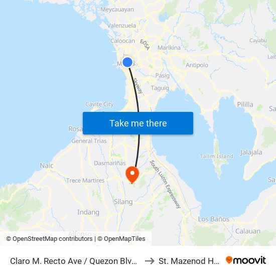 Claro M. Recto Ave / Quezon Blvd Intersection, Manila to St. Mazenod Hospital, Inc. map