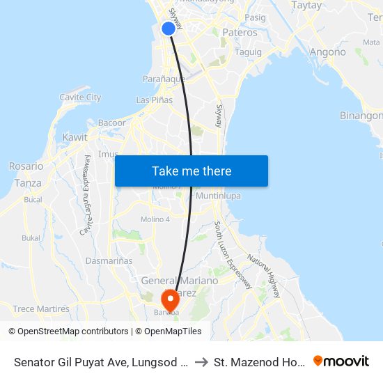 Senator Gil Puyat Ave, Lungsod Ng Pasay, Manila to St. Mazenod Hospital, Inc. map