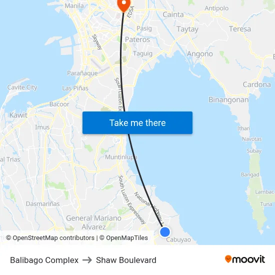 Balibago Complex to Shaw Boulevard map