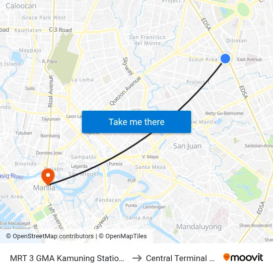 MRT 3 GMA Kamuning Station EDSA Quezon City Manila to Central Terminal Station LRT Line 1 map