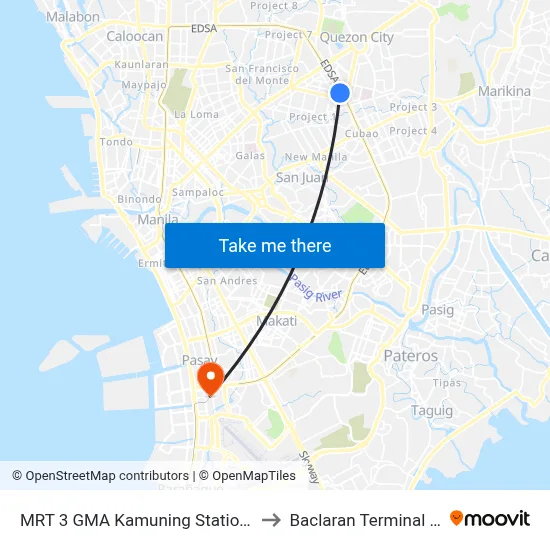 MRT 3 GMA Kamuning Station EDSA Quezon City Manila to Baclaran Terminal Station LRT Line 1 map