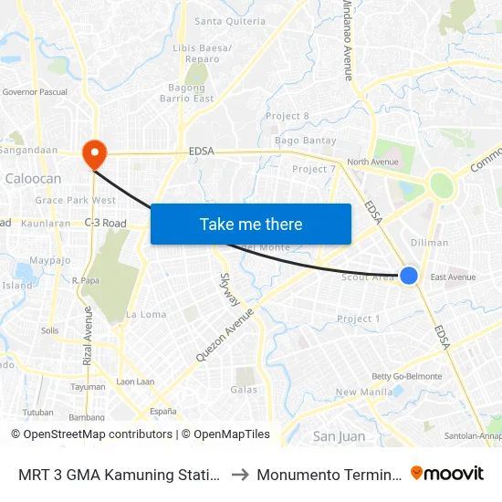 MRT 3 GMA Kamuning Station EDSA Quezon City Manila to Monumento Terminal Station LRT Line 1 map