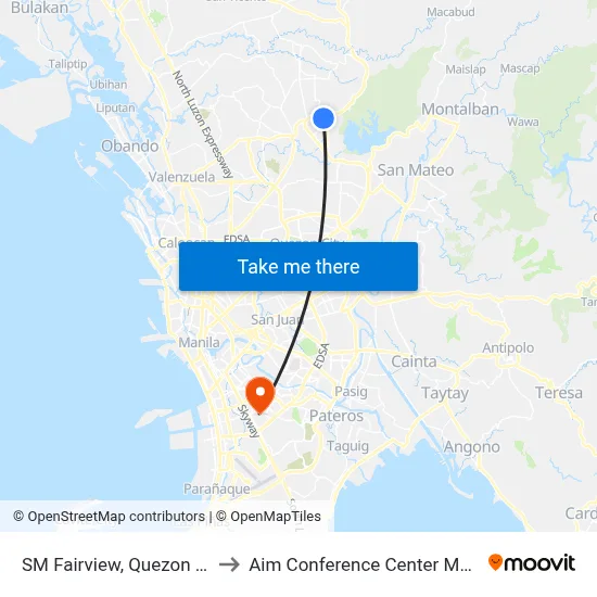 SM Fairview, Quezon City to Aim Conference Center Manila map