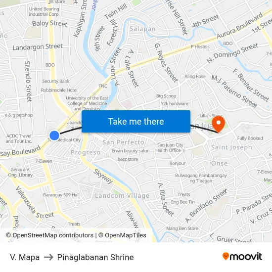 V. Mapa to Pinaglabanan Shrine map