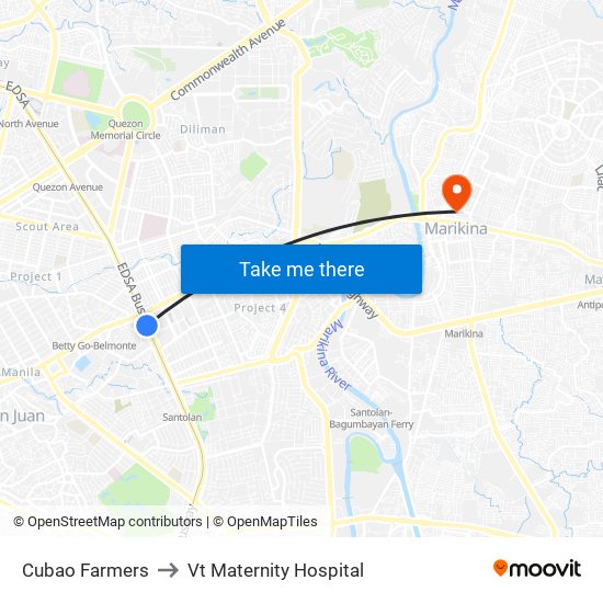 Cubao Farmers to Vt Maternity Hospital map