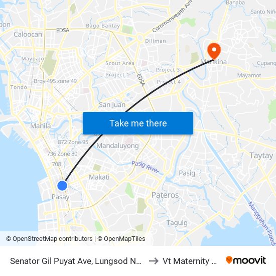 Senator Gil Puyat Ave, Lungsod Ng Pasay, Manila to Vt Maternity Hospital map