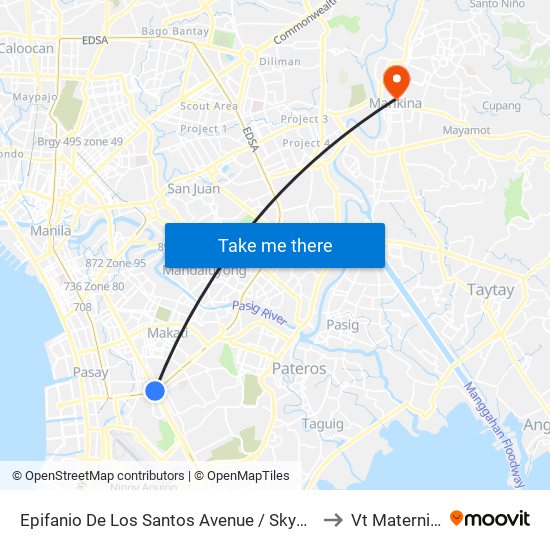 Epifanio De Los Santos Avenue / Skyway , Lungsod Ng Makati, Manila to Vt Maternity Hospital map
