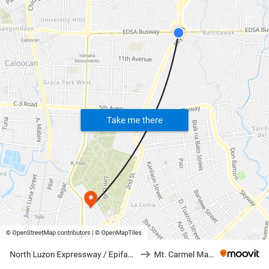 North Luzon Expressway / Epifanio De Los Santos Avenue Intersection, Caloocan City to Mt. Carmel Maternity And Children's Clinic map