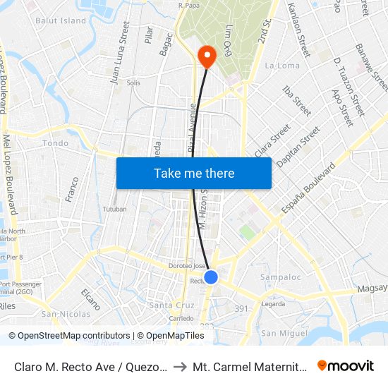 Claro M. Recto Ave / Quezon Blvd Intersection, Manila to Mt. Carmel Maternity And Children's Clinic map