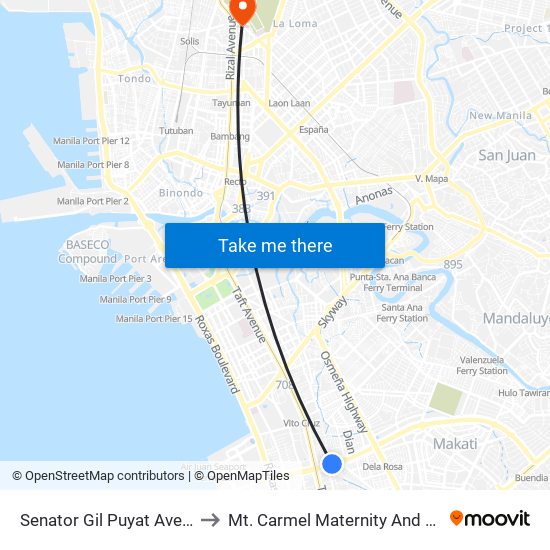 Senator Gil Puyat Ave, Makati City to Mt. Carmel Maternity And Children's Clinic map