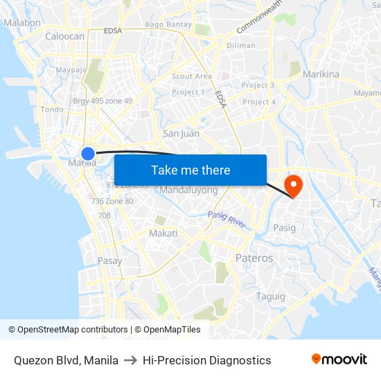 Quezon Blvd, Manila to Hi-Precision Diagnostics map