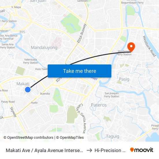 Makati Ave / Ayala Avenue Intersection, Makati City, Manila to Hi-Precision Diagnostics map