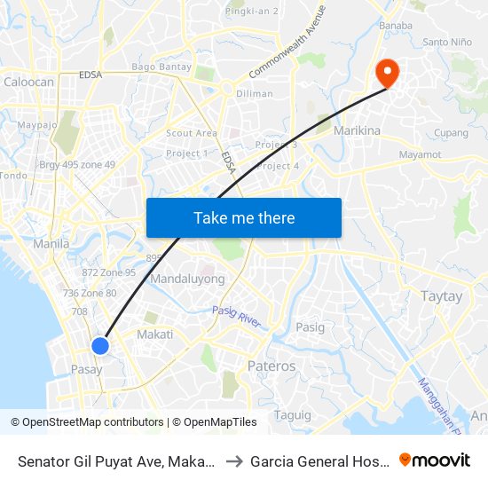 Senator Gil Puyat Ave, Makati City to Garcia General Hospital map