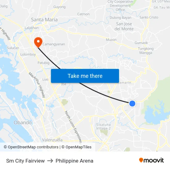 Sm City Fairview to Philippine Arena map