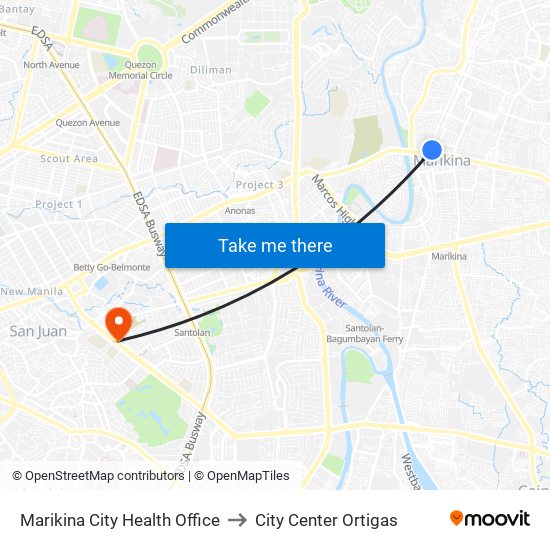 Marikina Healthy City Center to Marikina City Health Office map