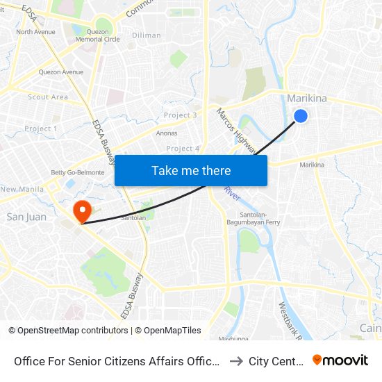 Office For Senior Citizens Affairs Office-Marikina City Library Building to Office For Senior Citizens Affairs Office-Marikina City Library Building map