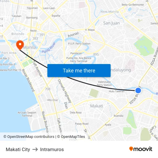 Makati City to Intramuros map