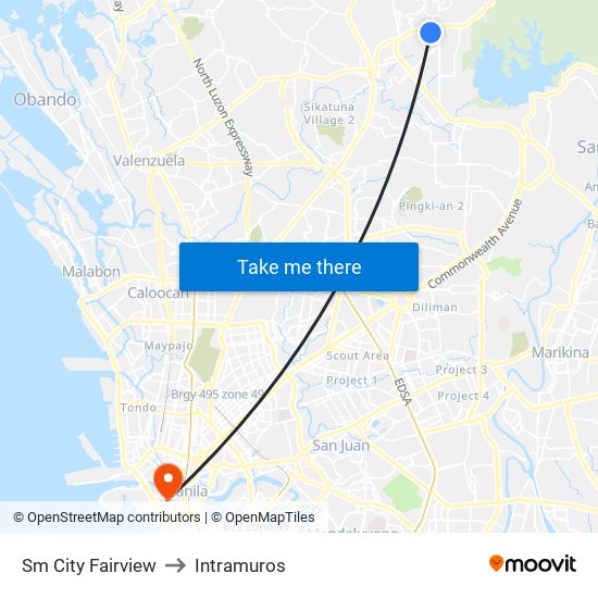 Sm City Fairview to Intramuros map