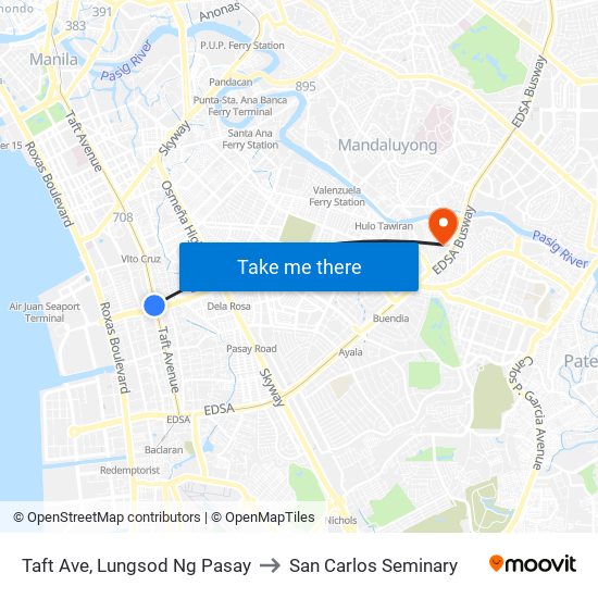 Taft Ave, Lungsod Ng Pasay to San Carlos Seminary map