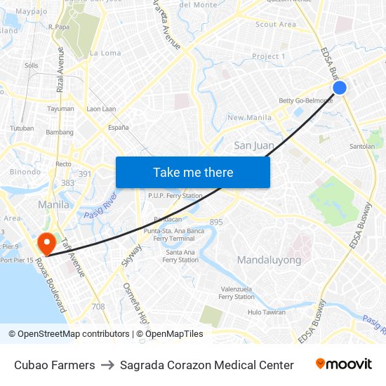 Cubao Farmers to Sagrada Corazon Medical Center map