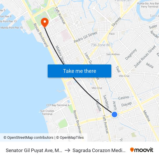 Senator Gil Puyat Ave, Makati City to Sagrada Corazon Medical Center map