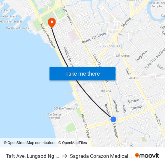 Taft Ave, Lungsod Ng Pasay to Sagrada Corazon Medical Center map