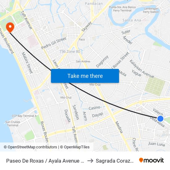 Paseo De Roxas / Ayala Avenue Intersection, Makati City, Manila to Sagrada Corazon Medical Center map
