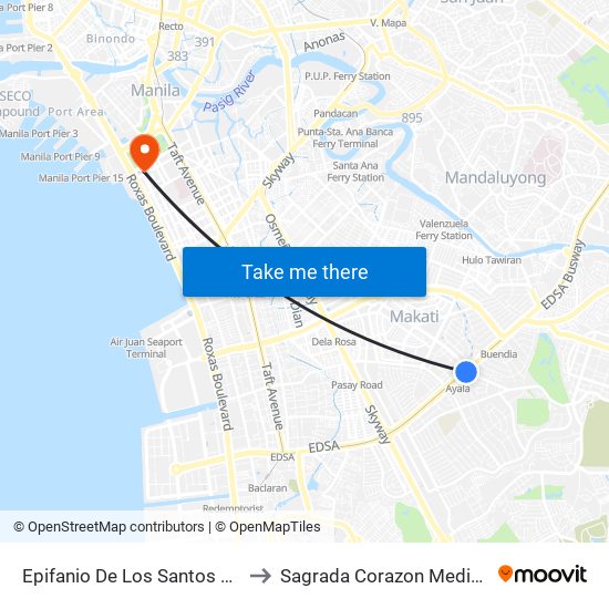 Epifanio De Los Santos Avenue, 10 to Sagrada Corazon Medical Center map