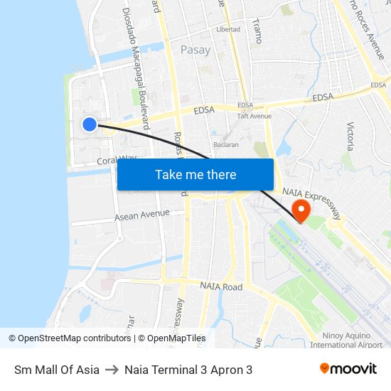 Sm Mall Of Asia to Naia Terminal 3 Apron 3 map