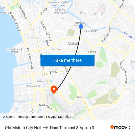 Old Makati City Hall to Naia Terminal 3 Apron 3 map