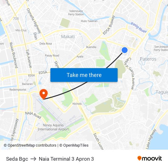 Seda Bonifacio Global City to Naia Terminal 3 Apron 3 map