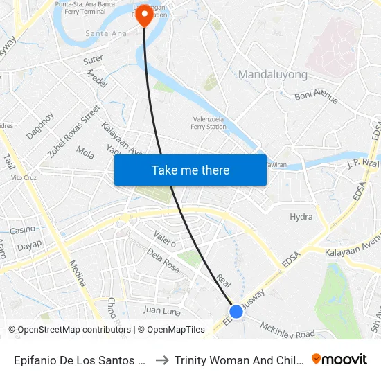 Epifanio De Los Santos Avenue, 10 to Trinity Woman And Child Hospital map
