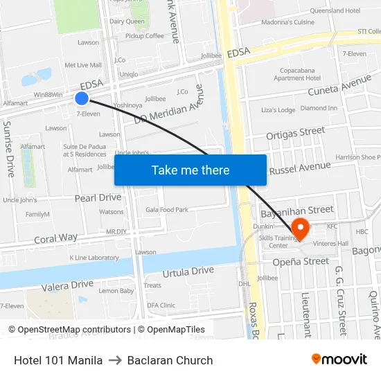Hotel 101 Manila to Baclaran Church map