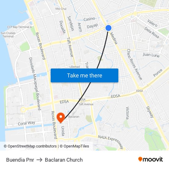Buendia Pnr to Baclaran Church map