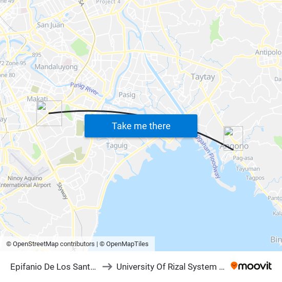 Epifanio De Los Santos Avenue, 10 to University Of Rizal System Angono Campus map