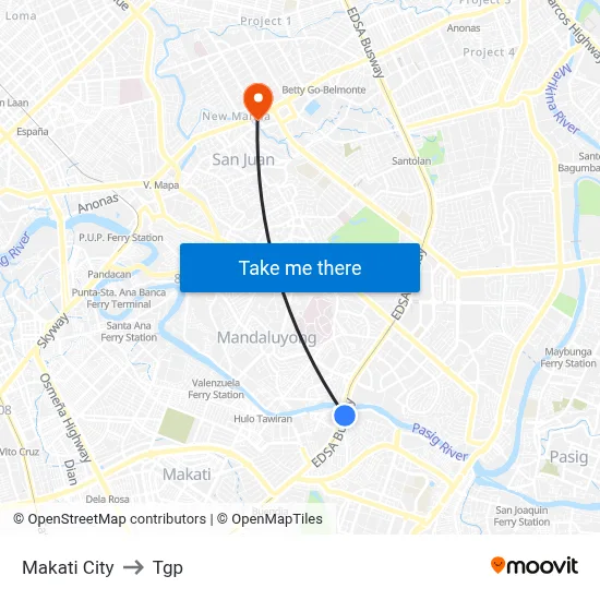 Makati City to Tgp map