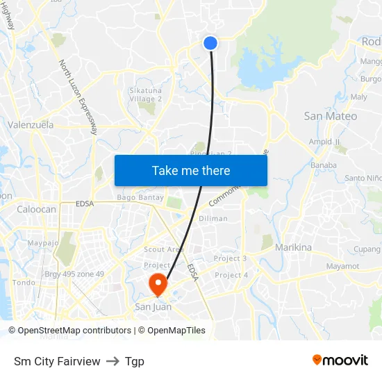 Sm City Fairview to Tgp map