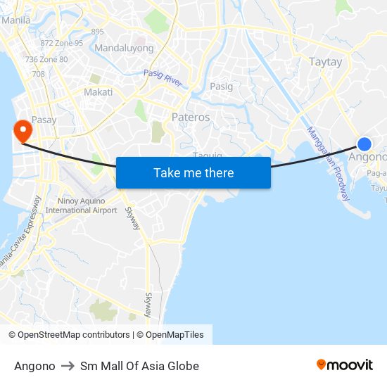 Angono to Sm Mall Of Asia Globe map