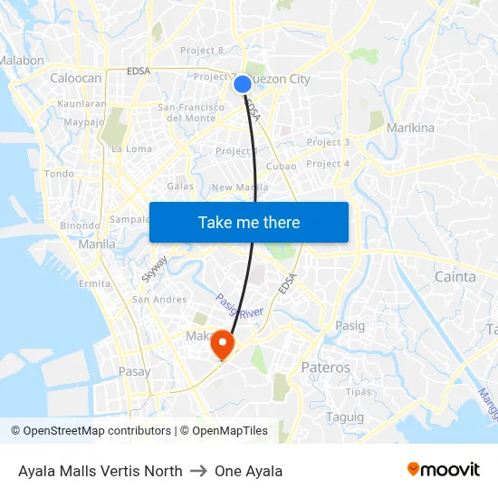 Ayala Malls Vertis North to One Ayala map